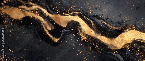 Abstract Gold and Black Marble Background. Gold abstract black marble background art paint pattern ink texture watercolor white fluid wall, alcohol ink background, luxury wallpaper, elegant design for