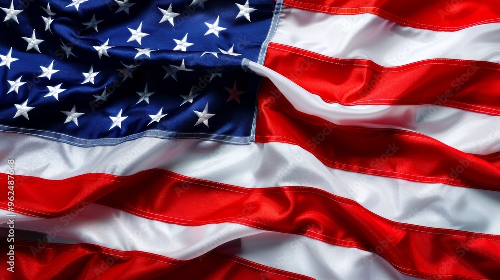 Close-up photo of the American flag, a patriotic symbol of the United States. Close-up photo of the American flag, a patriotic symbol of the United States.