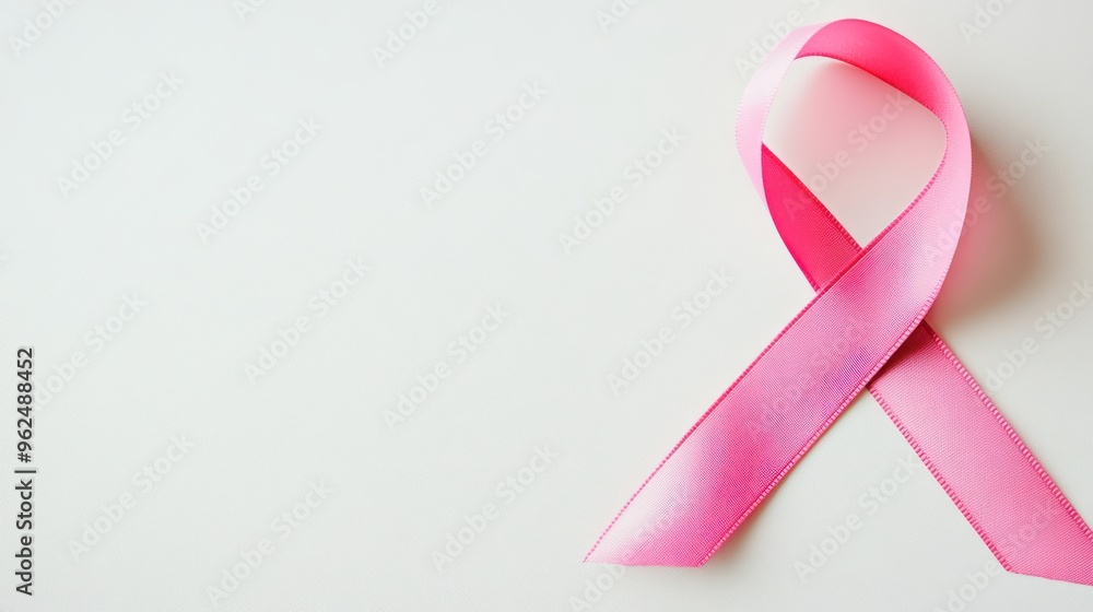 Pink Ribbon on White Background