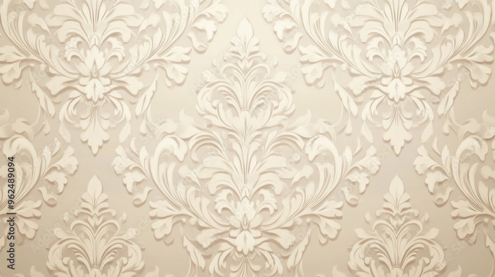 Elegant damask fabric wallpaper background with intricate floral patterns in soft tones Elegant damask fabric wallpaper background with intricate floral patterns in soft tones