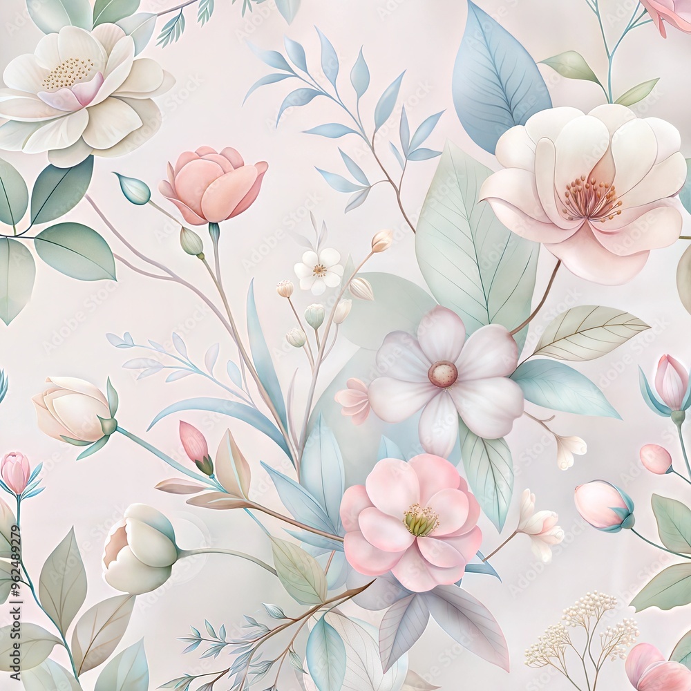 Flat floral and botanicals decorative pattern design Flat floral and botanicals decorative pattern design