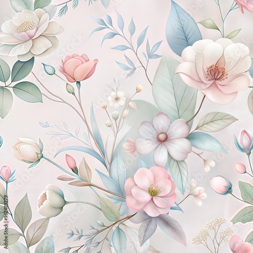 Flat floral and botanicals decorative pattern design