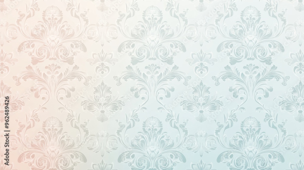 Detailed damask pattern in a soft pastel color palette on a silky fabric wallpaper Detailed damask pattern in a soft pastel color palette on a silky fabric wallpaper