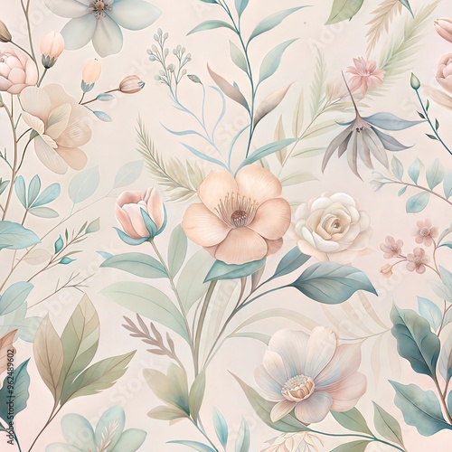 Flat floral and botanicals decorative pattern design