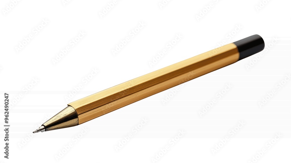 A gold colored pencil with a black tip A gold colored pencil with a black tip