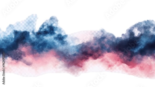 A blue and pink cloud with a white background