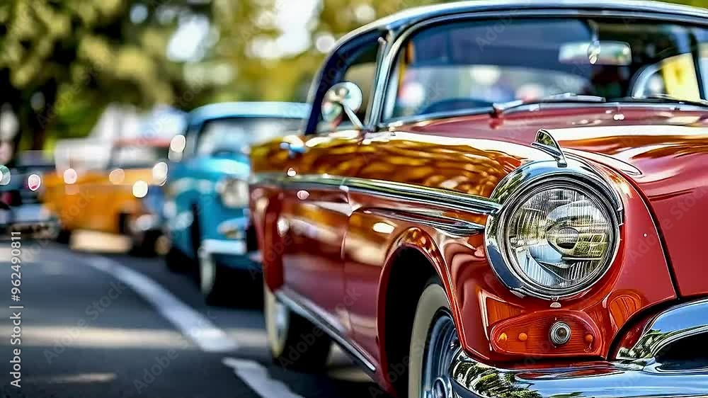 classic cars lined up on the road classic cars lined up on the road