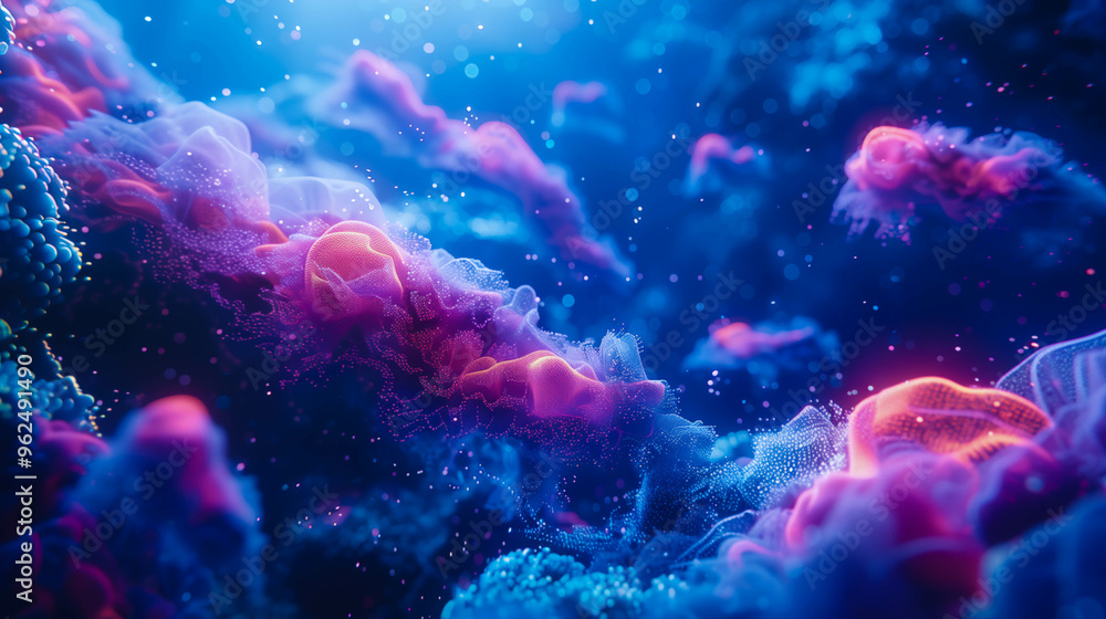 Surreal Underwater Jellyfish in Neon Colors Surreal Underwater Jellyfish in Neon Colors