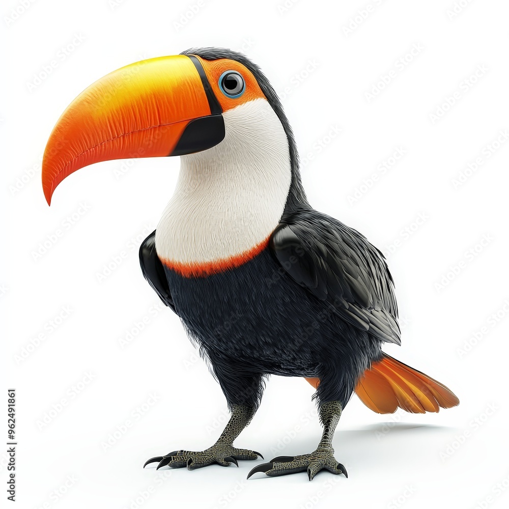 Fototapeta premium A colorful bird with a black and white body