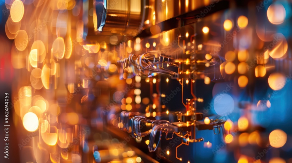 Abstract Bokeh Lights with Technology and Copper Wires Abstract Bokeh Lights with Technology and Copper Wires