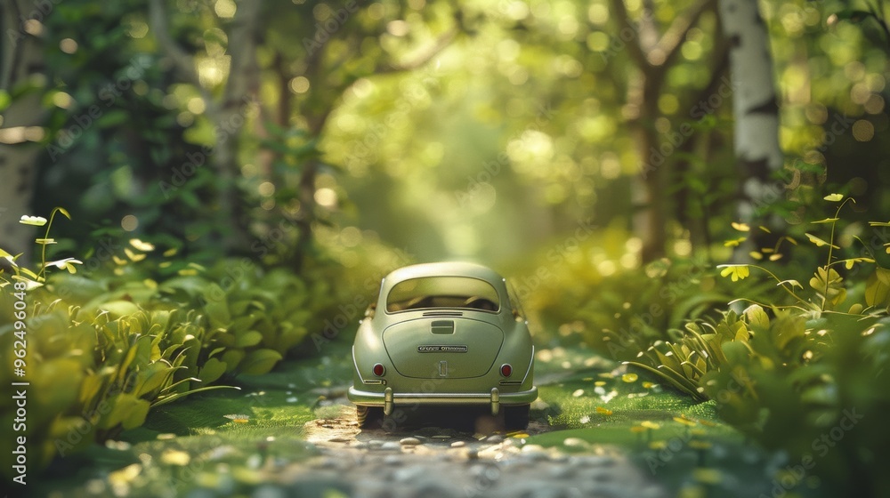 Lovely 3D sculpture photo, car running at high speed from a distance, surrounded by nature, view from below, soft clay material, from C4D modeling, Octane rendering Lovely 3D sculpture photo, car running at high speed from a distance, surrounded by nature, view from below, soft clay material, from C4D modeling, Octane rendering