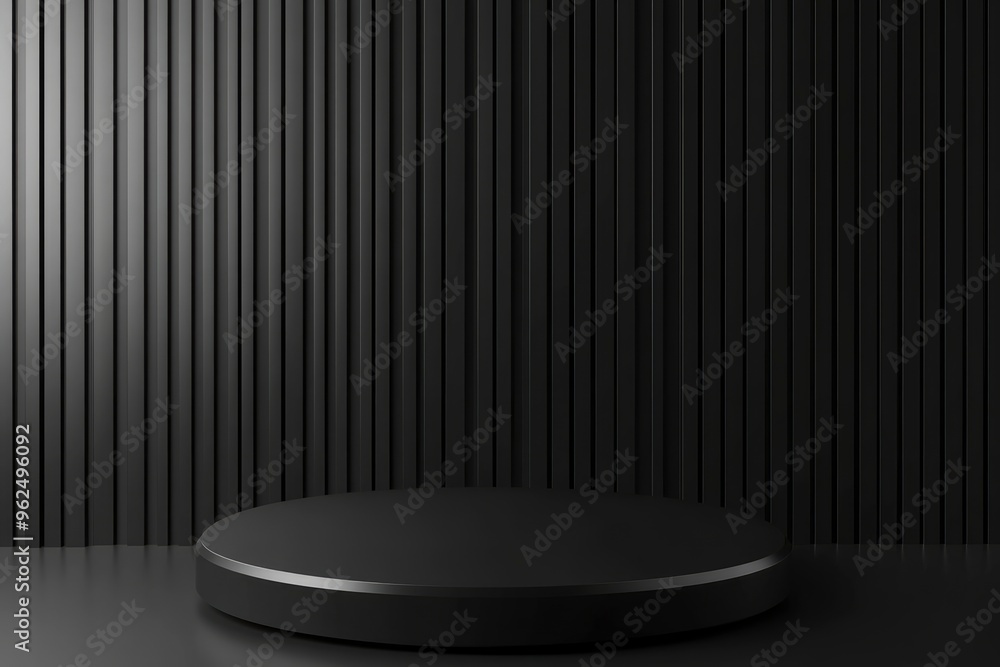 3D rendering of blank product background for cream cosmetics Modern black podium background with generative ai 3D rendering of blank product background for cream cosmetics Modern black podium background with generative ai