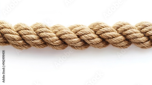 Close-up of a Twisted Brown Rope on a White Background