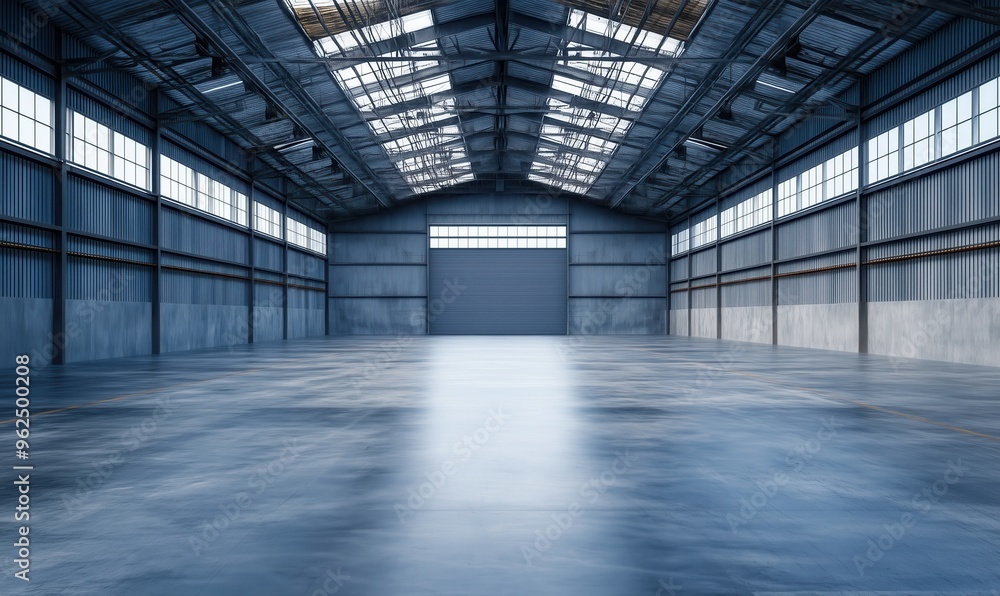 A large, empty warehouse with a lot of windows. The space is very open and airy, with a lot of natural light coming in. The emptiness of the space gives it a sense of calm and serenity A large, empty warehouse with a lot of windows. The space is very open and airy, with a lot of natural light coming in. The emptiness of the space gives it a sense of calm and serenity