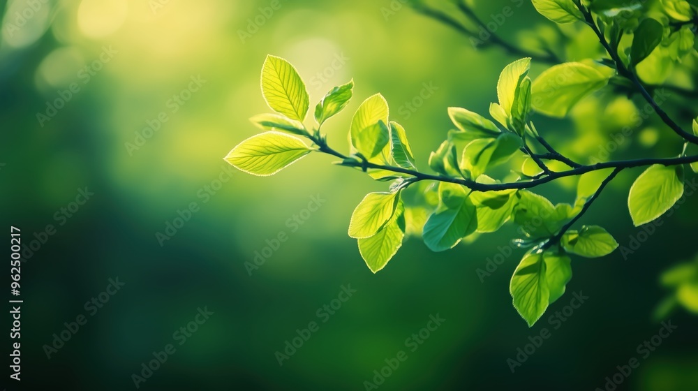 A leafy green branch with a bright green leaf A leafy green branch with a bright green leaf