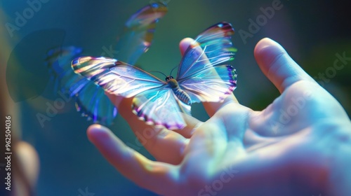 Wallpaper Mural A Butterfly Landing on a Hand Torontodigital.ca