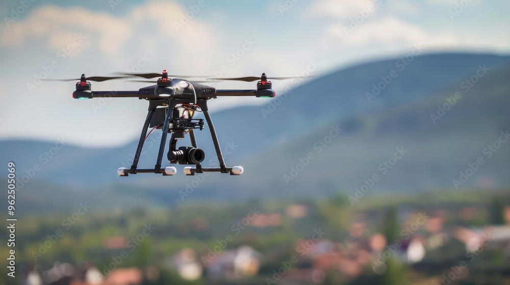 Drone flying over a beautiful mountainous landscape Drone flying over a beautiful mountainous landscape