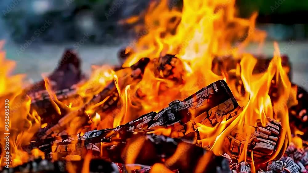 A close-up of a fire burning in a fireplace. A close-up of a fire burning in a fireplace.