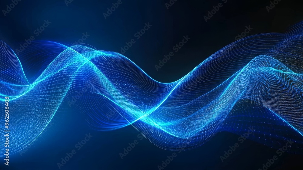 Naklejka premium Attract Blue Line Movement, Abstract Wave Line, Light Technology Background, Copy Space 