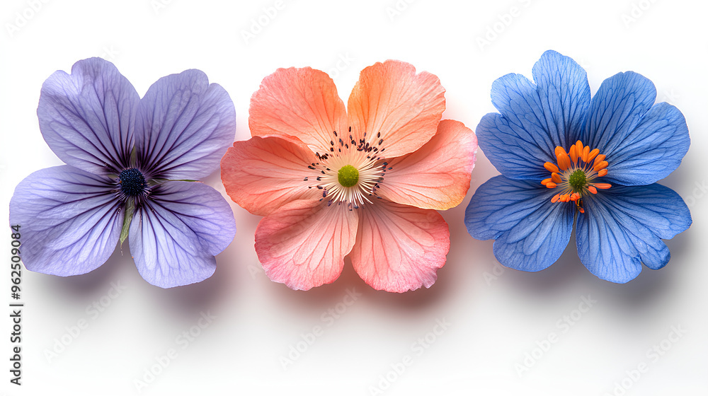Fototapeta premium various beautiful blooming flowers isolated on white background