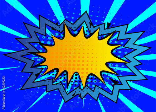 Cartoon Blue and yellow background, comic book backdrop. Retro vector comics pop art design.