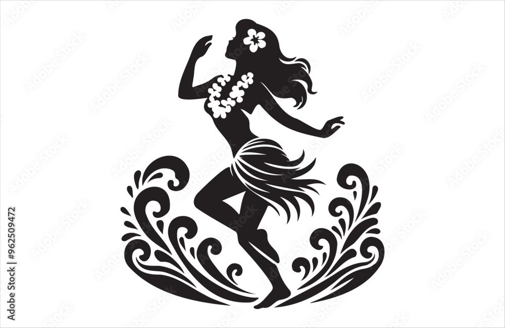 Beautiful Hawaiian young woman dancing of silhouette vector design Beautiful Hawaiian young woman dancing of silhouette vector design