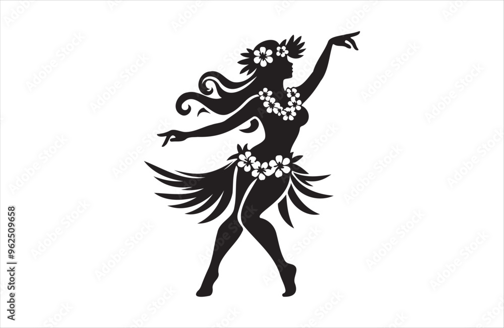 Beautiful Hawaiian young woman dancing of silhouette vector design Beautiful Hawaiian young woman dancing of silhouette vector design