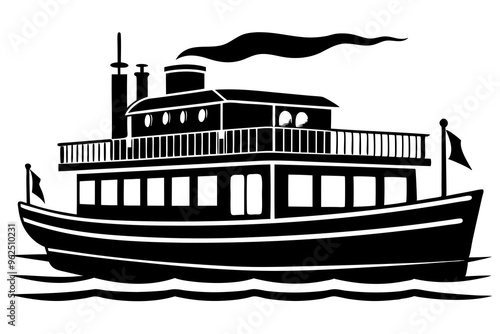 riverboat silhouette vector illustration