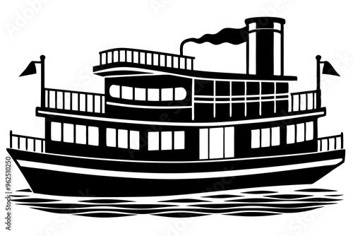 riverboat silhouette vector illustration