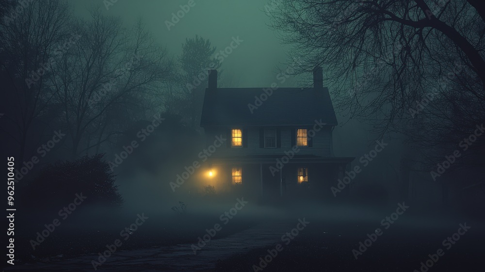 Dark and atmospheric Halloween night featuring a horror-themed environment with dense, creeping fog adding to the unsettling ambiance Dark and atmospheric Halloween night featuring a horror-themed environment with dense, creeping fog adding to the unsettling ambiance