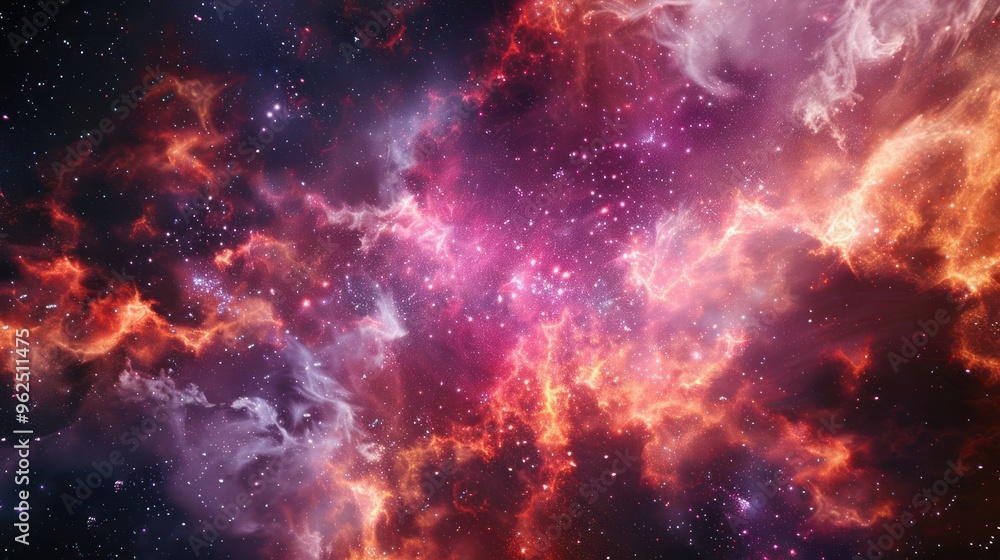 Fototapeta premium Cosmic Nebula with Stars and Glowing Gas Clouds