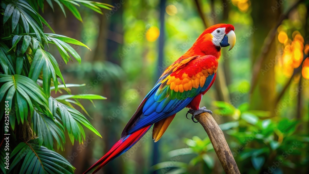 Parrot perched on a colorful branch in the jungle, parrot, branch, colorful, tropical, bird, wildlife, nature, exotic, foliage Parrot perched on a colorful branch in the jungle, parrot, branch, colorful, tropical, bird, wildlife, nature, exotic, foliage