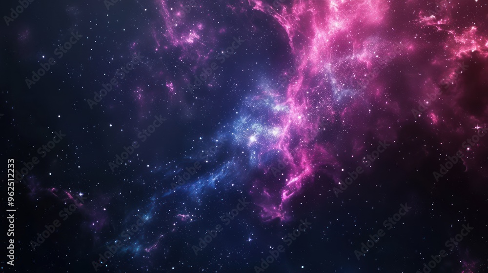 Fototapeta premium Cosmic Nebula with Pink and Blue Glowing Gas Clouds