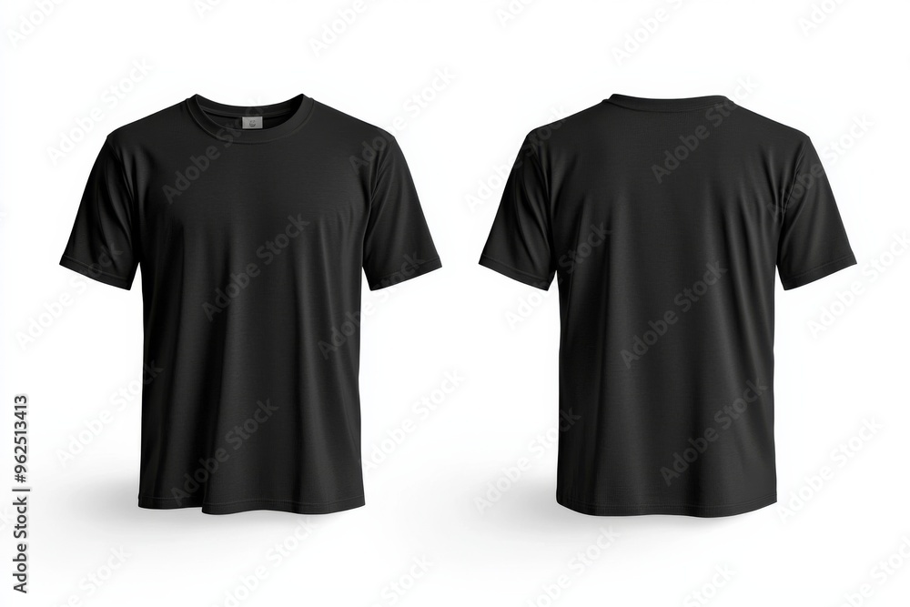 Black Tshirt Mockup Front and Back Isolated created with Generative AI Black Tshirt Mockup Front and Back Isolated created with Generative AI