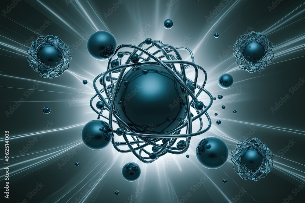 Mysterious Atoms and Molecules in a 3D Abstract Background Mysterious Atoms and Molecules in a 3D Abstract Background
