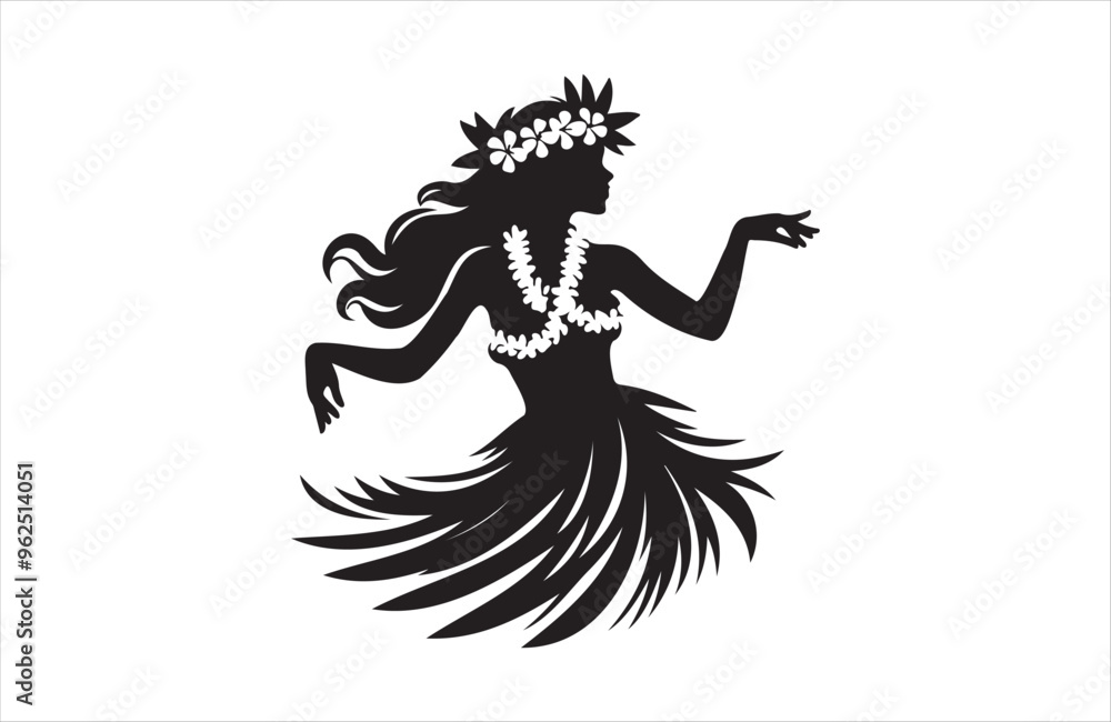 Beautiful Hawaiian young woman dancing of silhouette vector design Beautiful Hawaiian young woman dancing of silhouette vector design