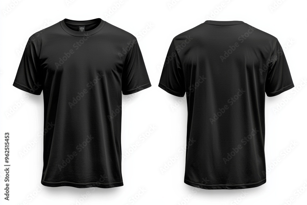 Black Tshirt Mockup Front and Back Isolated created with Generative AI Black Tshirt Mockup Front and Back Isolated created with Generative AI