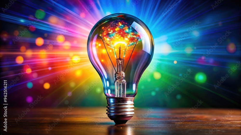 Vibrant light bulb glowing with creative ideas, innovation, inspiration, brainstorming, innovation, creativity Vibrant light bulb glowing with creative ideas, innovation, inspiration, brainstorming, innovation, creativity