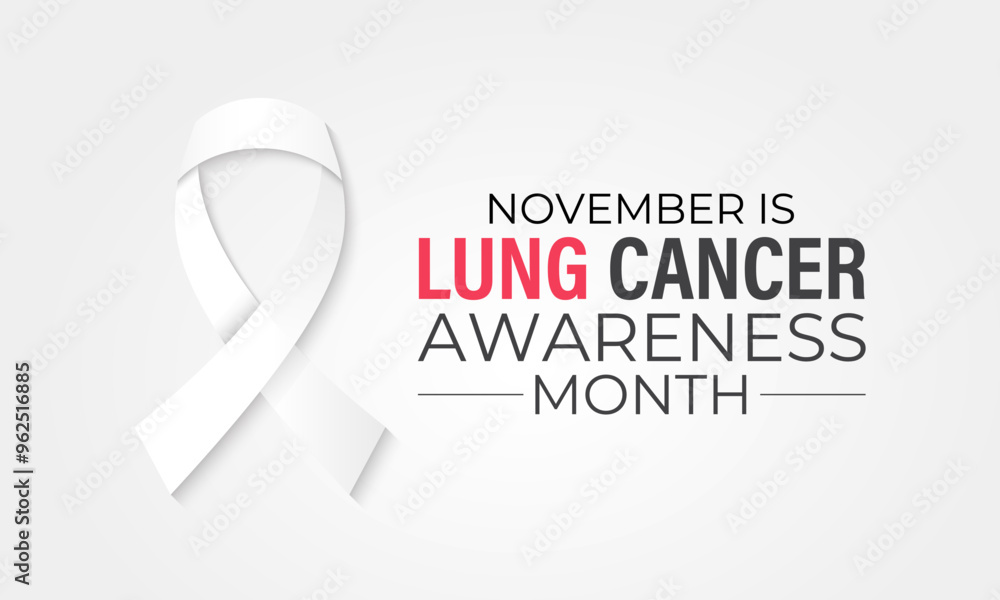 Vector illustration of Lung cancer awareness month is November. Calligraphy white ribbon and gradient lung. Banner poster, flyer and background design template. Vector illustration of Lung cancer awareness month is November. Calligraphy white ribbon and gradient lung. Banner poster, flyer and background design template.