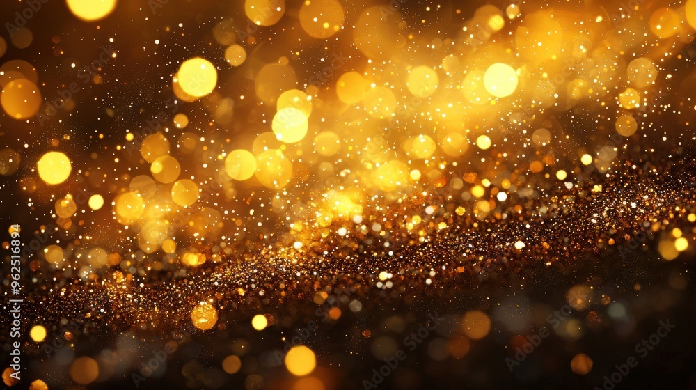 Radiant golden lights and festive particles creating a luxurious holiday scene, ideal for Christmas or New Year wallpaper, gift wrap, and promotional design Radiant golden lights and festive particles creating a luxurious holiday scene, ideal for Christmas or New Year wallpaper, gift wrap, and promotional design