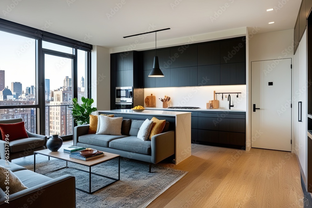 Chic City Apartment Featuring Open Concept Kitchen and Contemporary Design