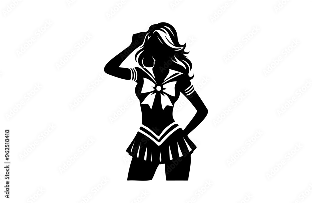 sailorwoman model girl illustration of black shape silhouette vector design sailorwoman model girl illustration of black shape silhouette vector design