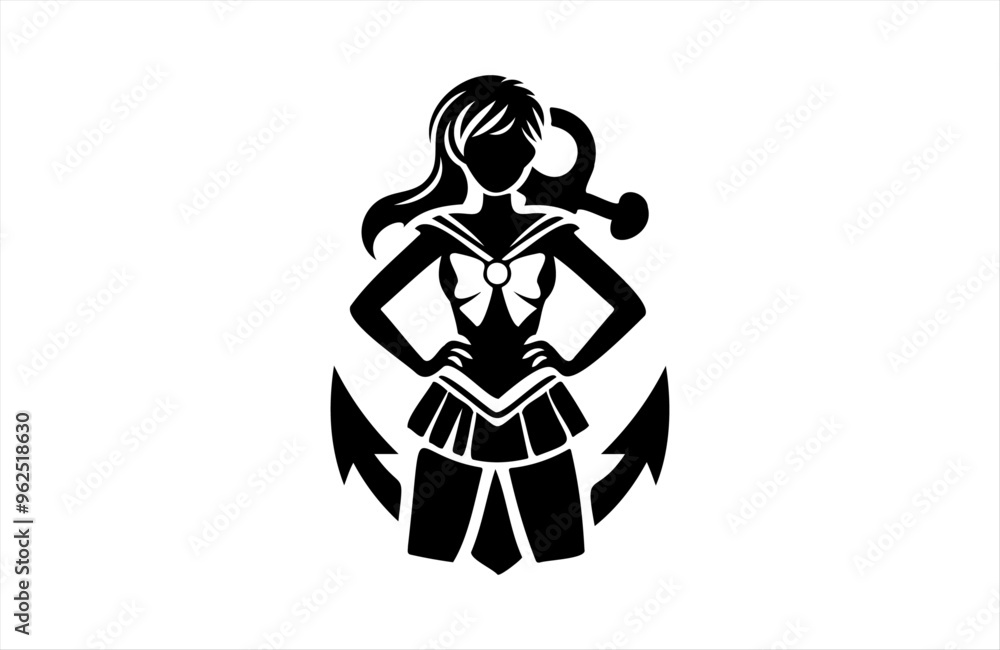 sailorwoman model girl illustration of black shape silhouette vector design sailorwoman model girl illustration of black shape silhouette vector design