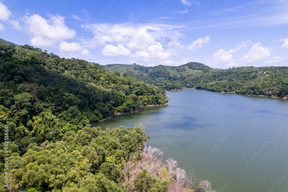 Naklejka premium Top view Lake or pond nature environment