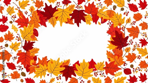 frame made of autumn leaves, empty space for design.