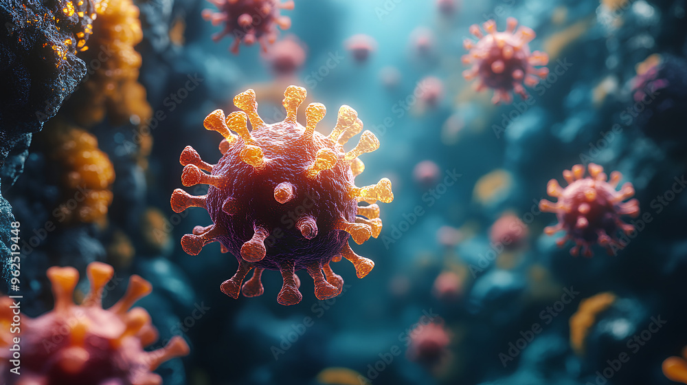 Fototapeta premium viruses and bacteria, biotechnology science concept