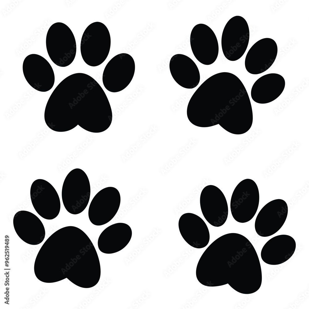 Fototapeta premium Animal Paw Silhouettes