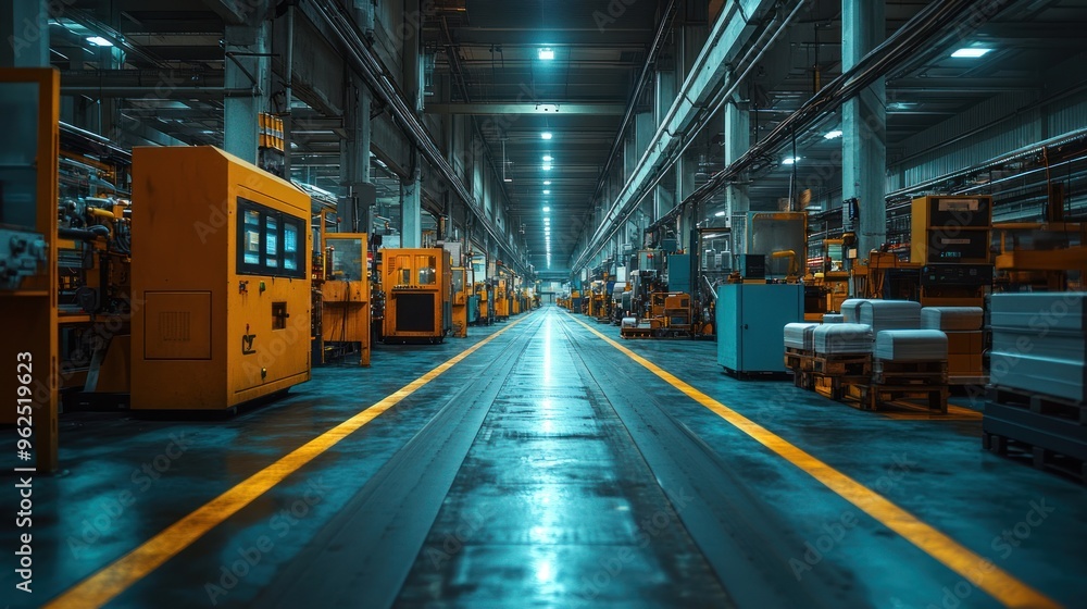 Factory Interior with Yellow Equipment Factory Interior with Yellow Equipment