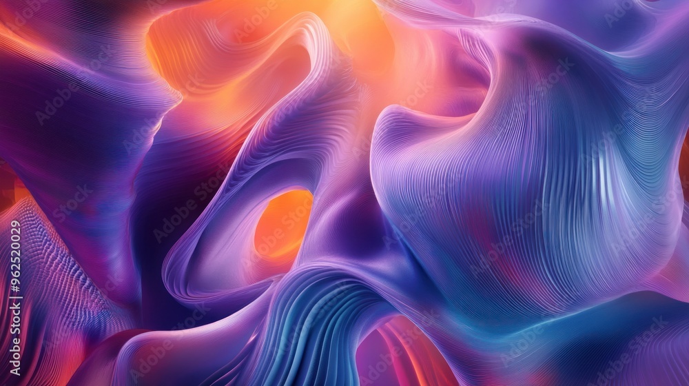 Naklejka premium Abstract Swirling Pattern with Orange, Purple, and Blue Hues