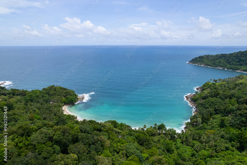 Naklejka premium High angle view Beautiful Seashore in summer high season at Phuket island Thailand